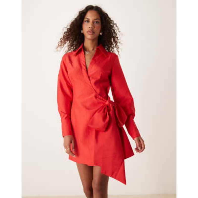 Ghospell taffeta mini dress in red