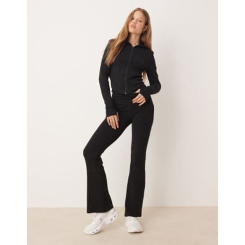 Gina Tricot sculpting zip up athletic jacket in black – part of a set