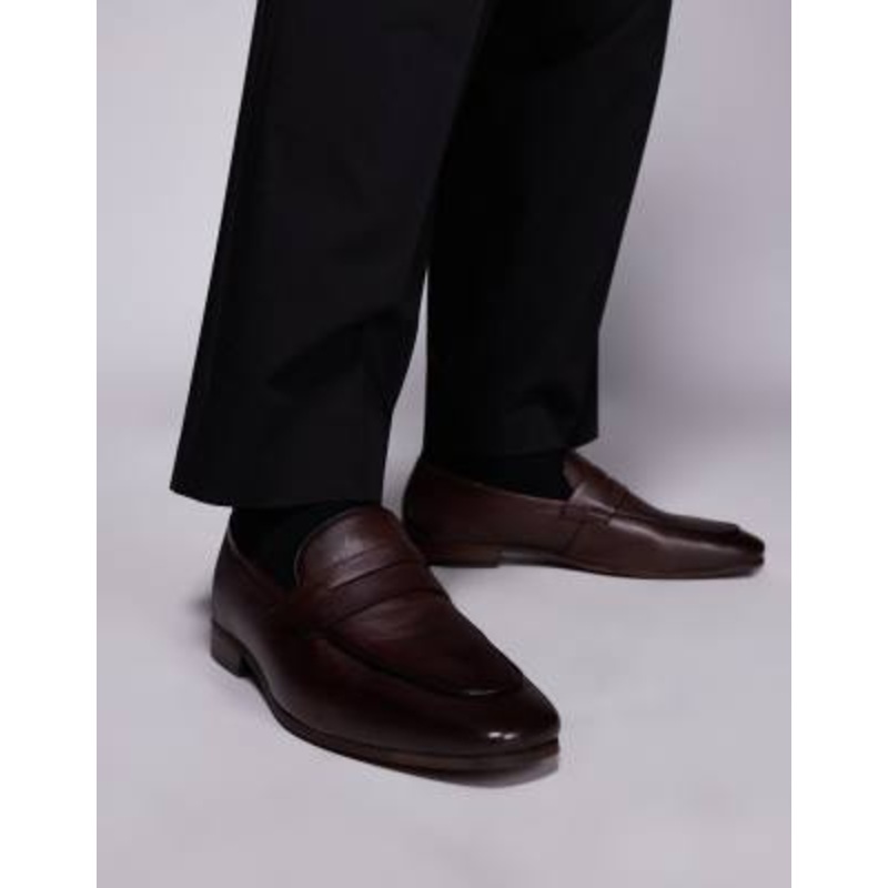 Walk London Capri saddle loafers in brown leather