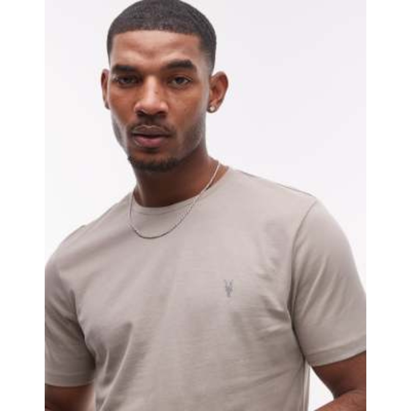 AllSaints Brace brushed cotton T-shirt in chestnut brown