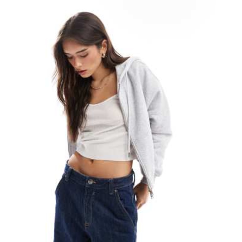 Cotton On classic fleece oversized zip up hoodie in heather gray