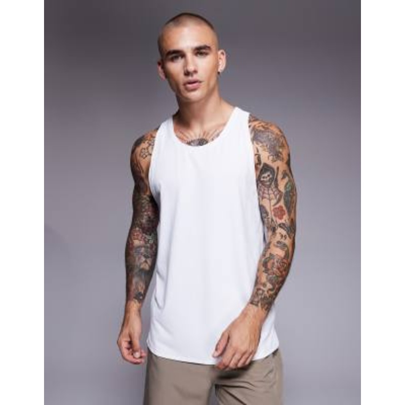 4505 Icon quick dry training tank top with racer back in white