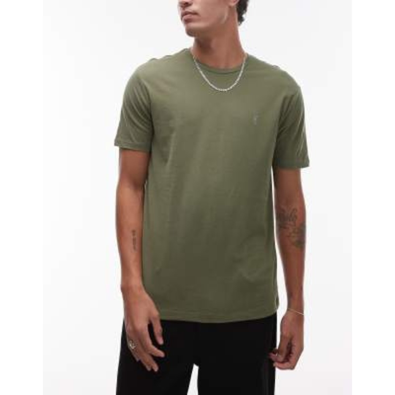 AllSaints Brace 3-pack brushed cotton t-shirts in white green black