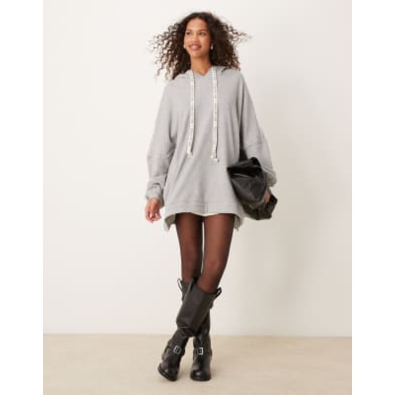 Free People oversized longline hoodie in gray heather