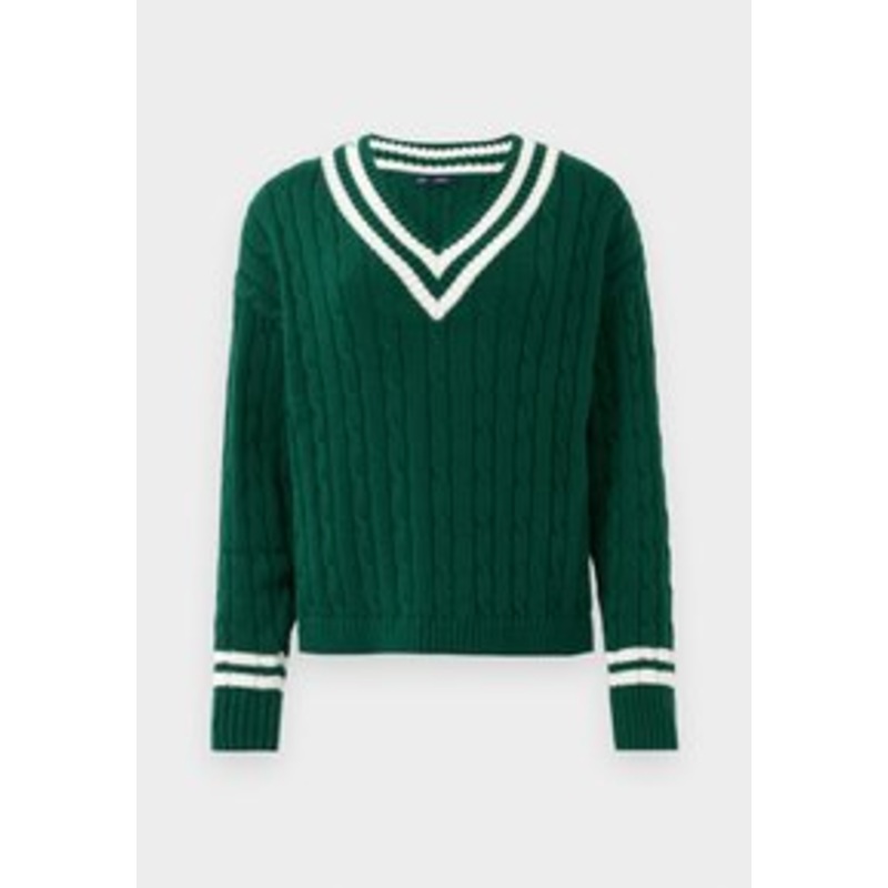 GAP COTTON V NECK TIPPING CABLE – Strickpullover – evergreen glamour/grn