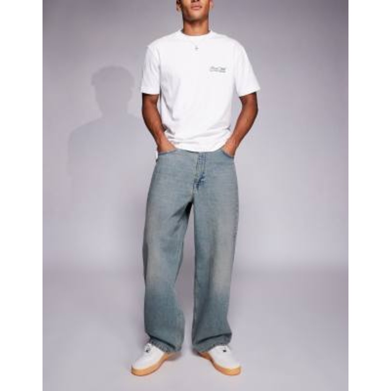 River Island super baggy jeans in lightwash blue