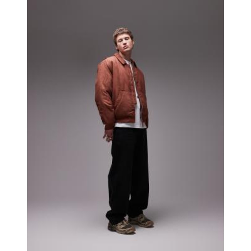 Topman relaxed fit cord bomber jacket in rust