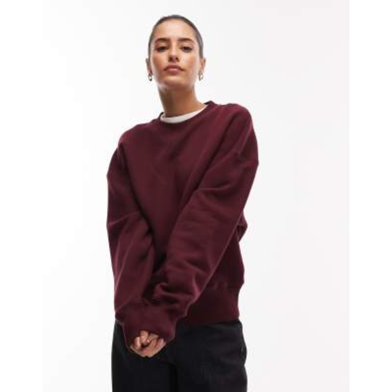 ARKET heavyweight terry oversized sweatshirt in burgundy wine