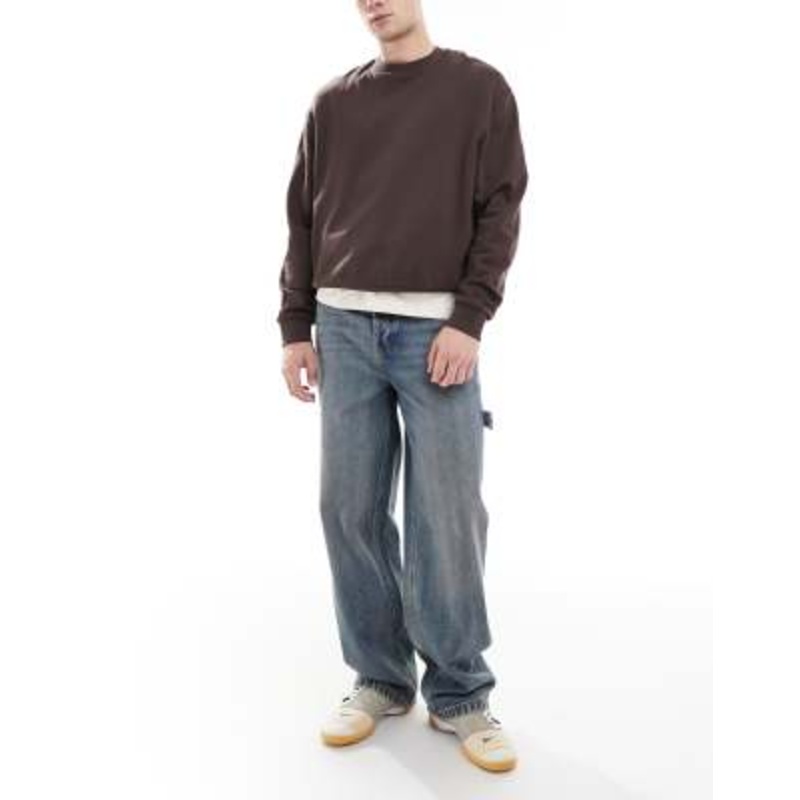 COLLUSION X011 baggy carpenter mid rise jeans in dirty blue