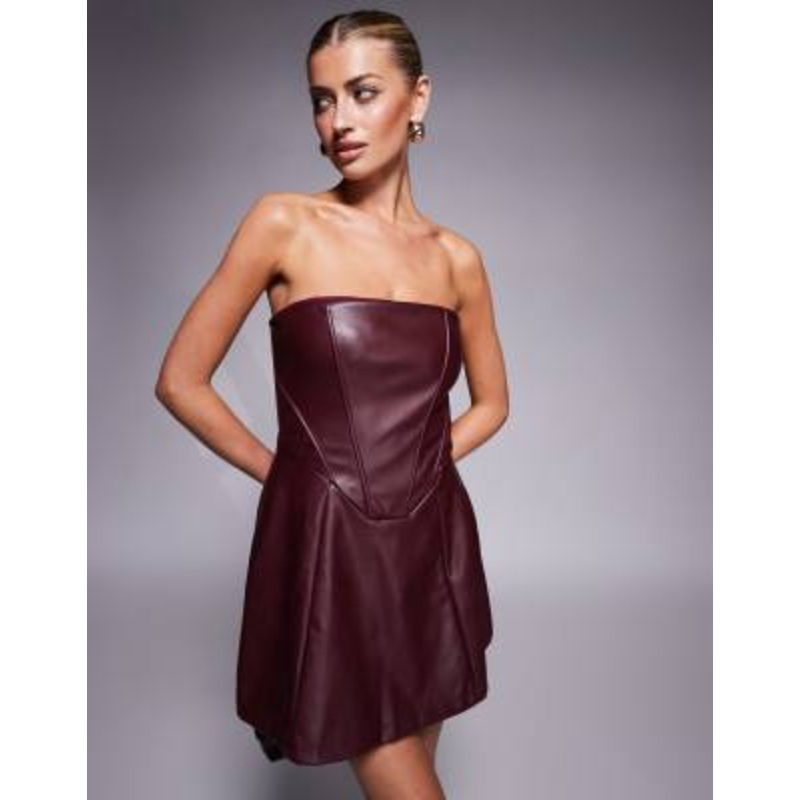 Jaded Rose structured PU mini dress in oxblood