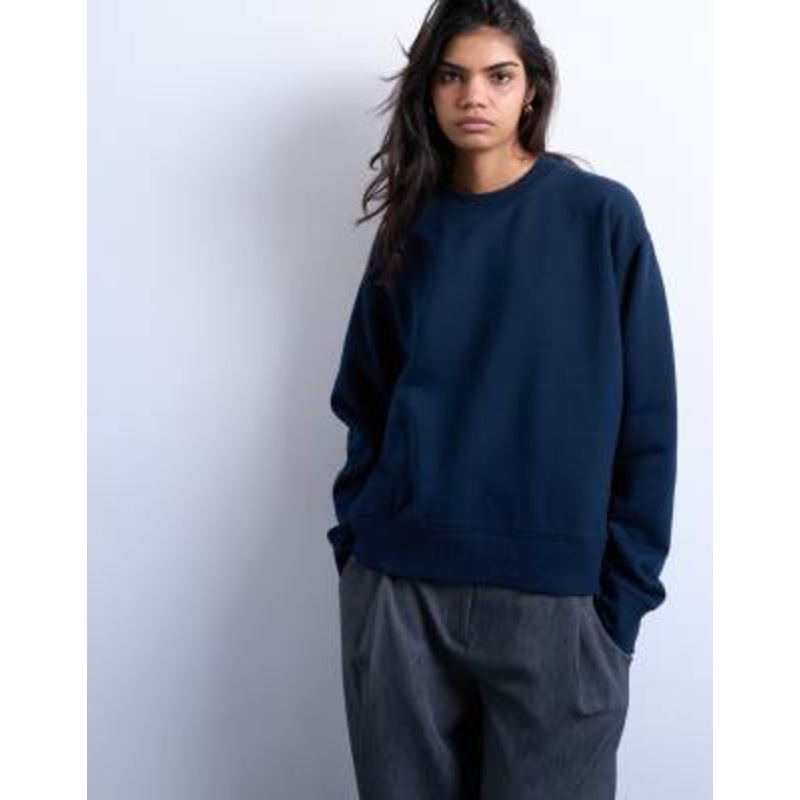 Topshop ultimate sweatshirt in dark navy