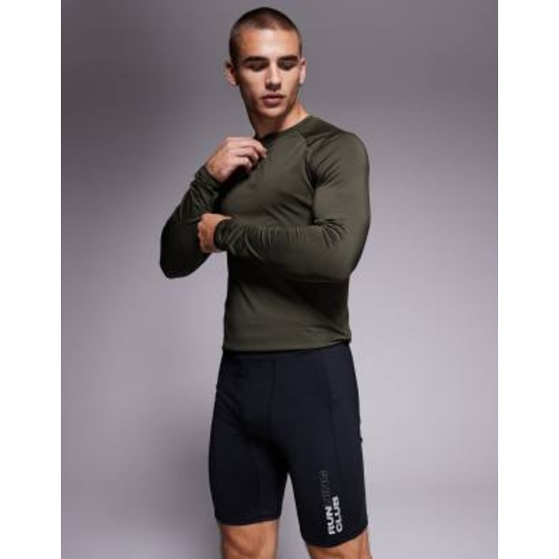 4505 running base layer graphic legging shorts with phone pocket in black