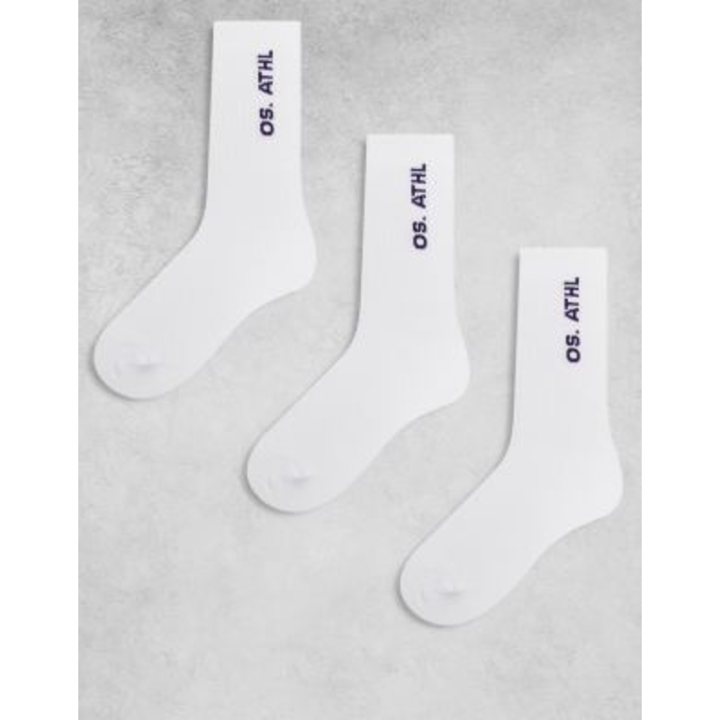 ONLY & SONS 3 pack socks in white with purple text