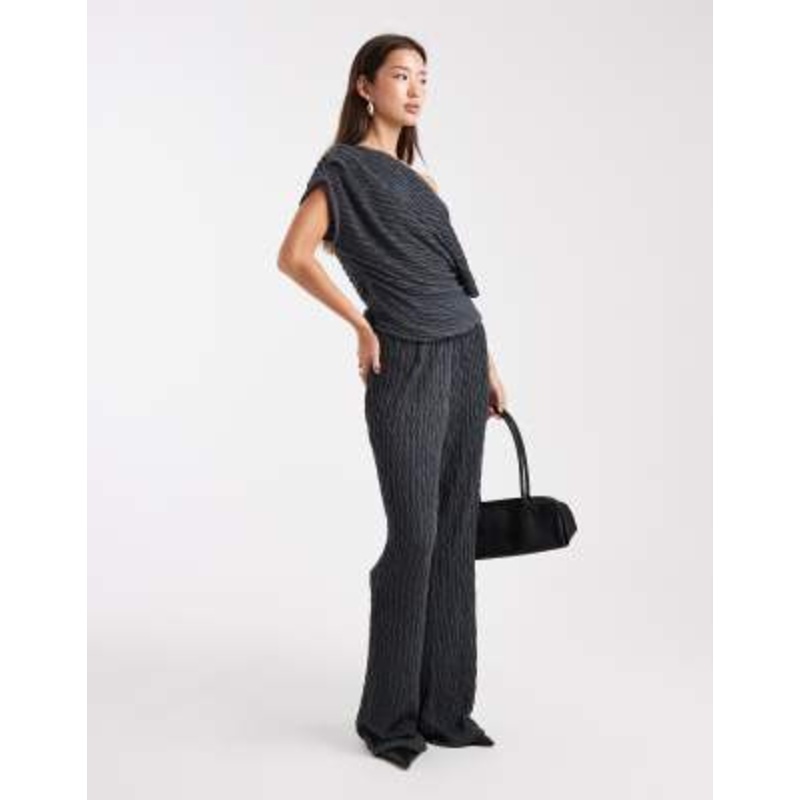 Vero Moda textured jersey wide leg pants in asphalt gray – part of a set
