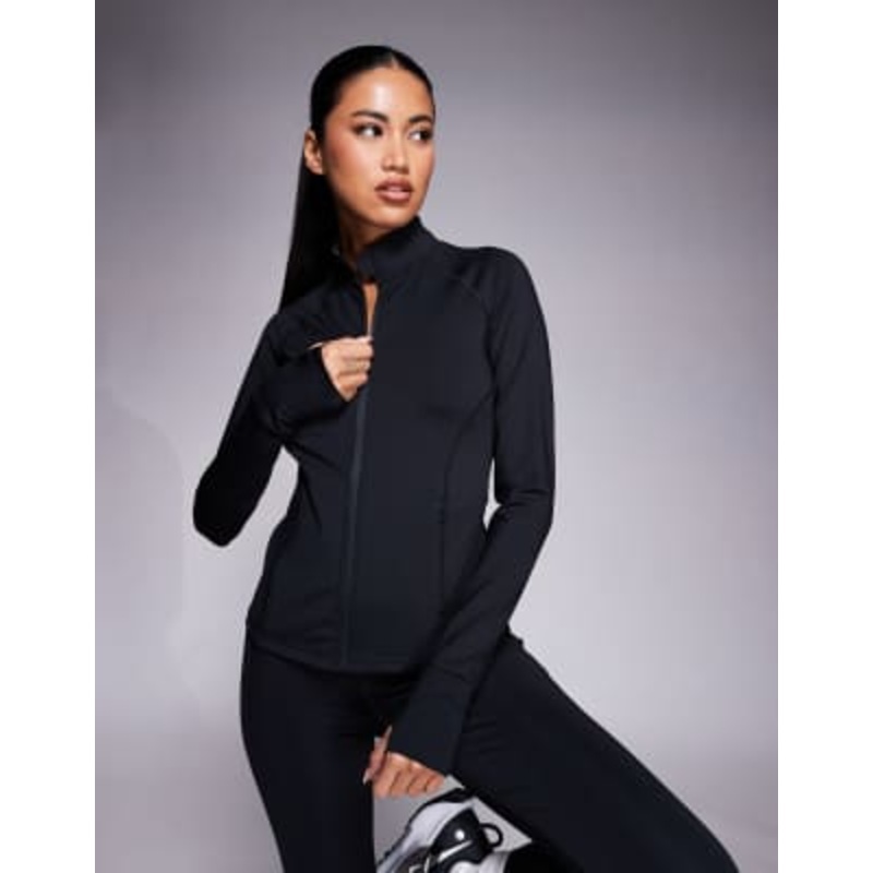 4505 Icon sculpting zip up long sleeve jacket in black