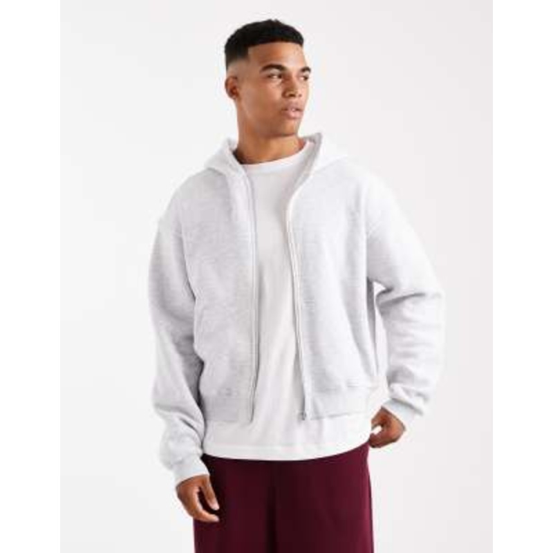 Cotton On cropped zip up hoodie in gray