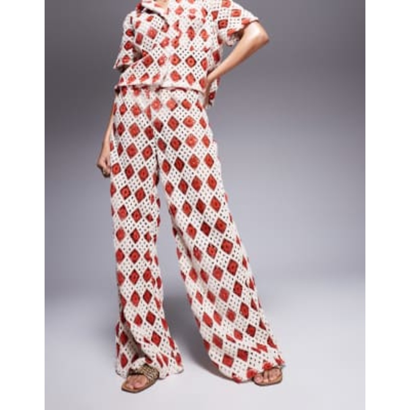 South Beach crochet beach set in cream and rust