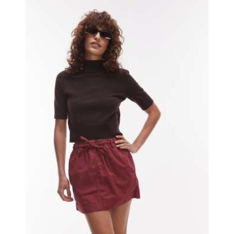 Topshop pull-on utility skirt in stone