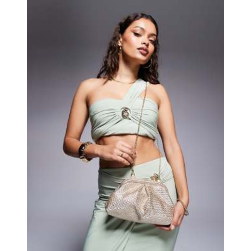 True Decadence sequin pillow clutch bag in gold