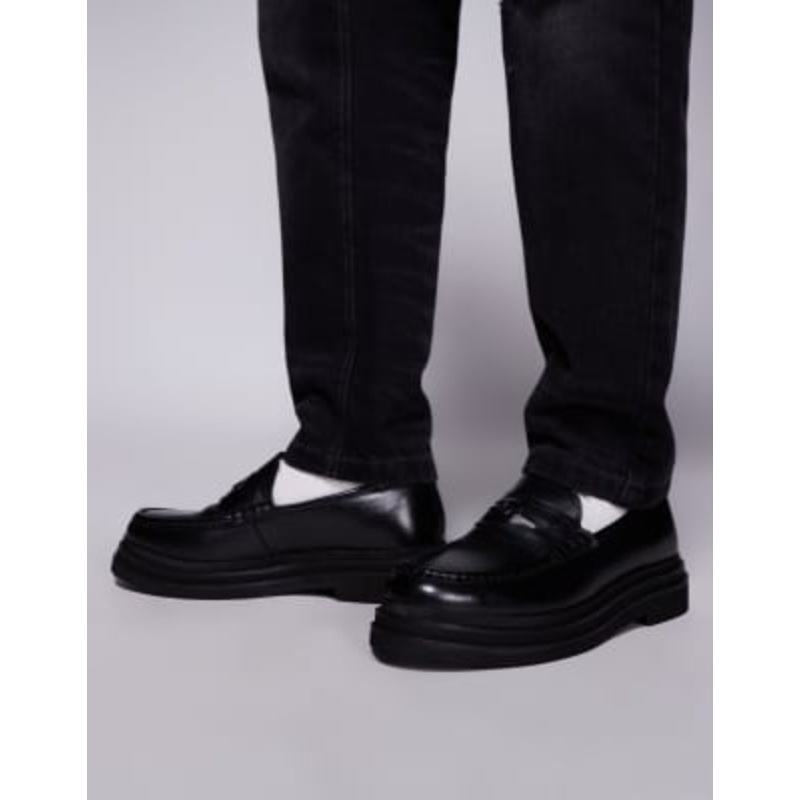 Walk London Brooklyn Penny loafers in black leather