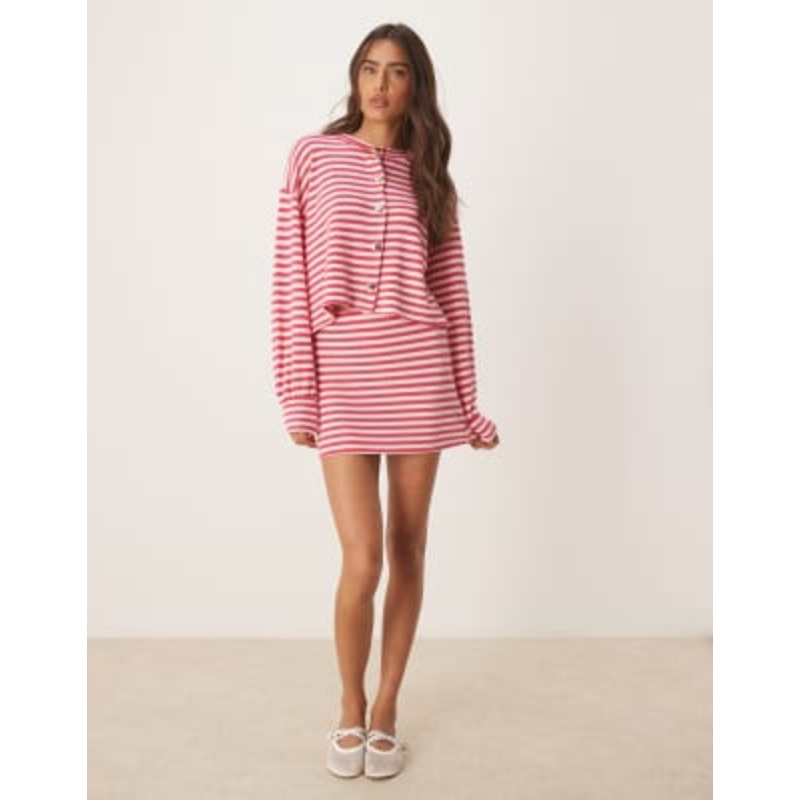 DESIGN cardigan set in stripe