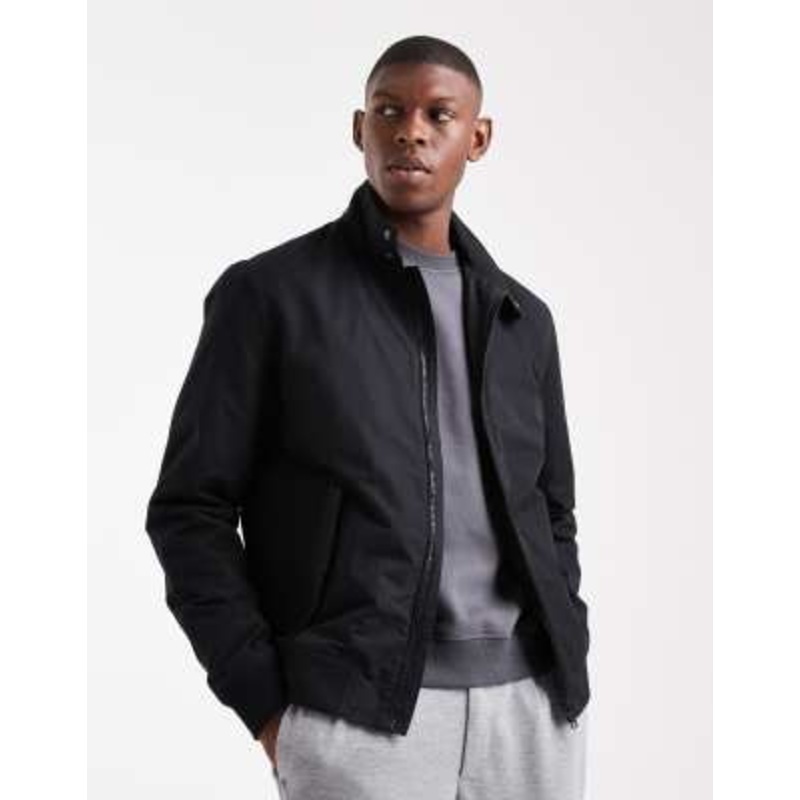 Threadbare bomber jacket with funnel collar in black