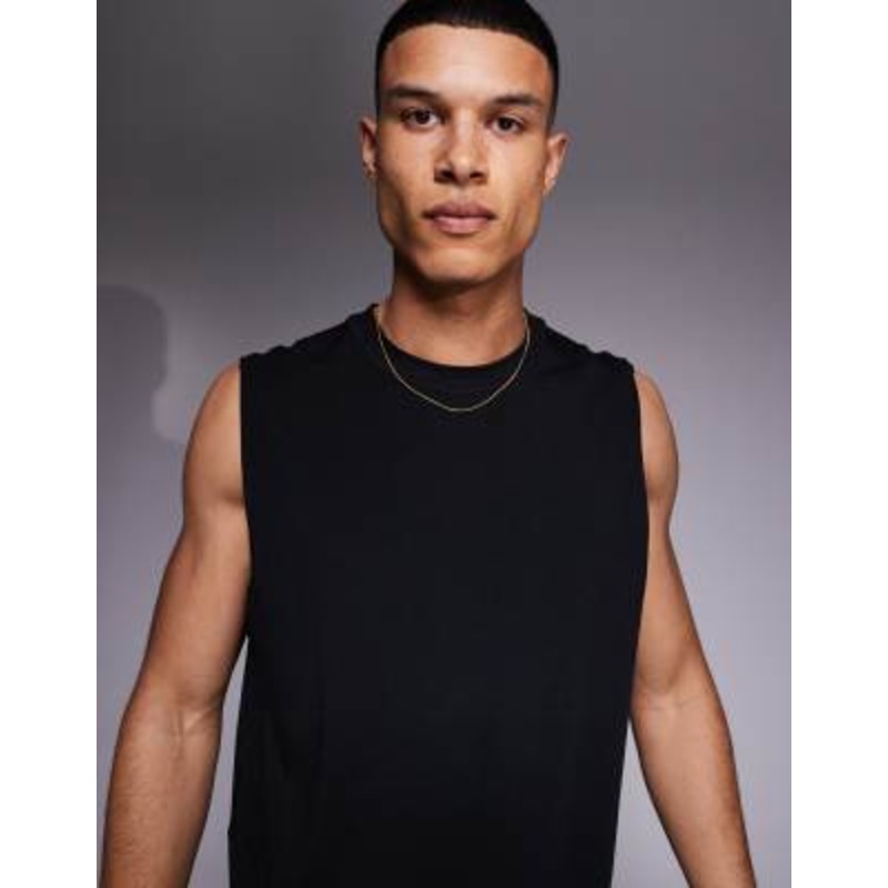 4505 Icon cotton oversized pump training tank with quick dry finish in black