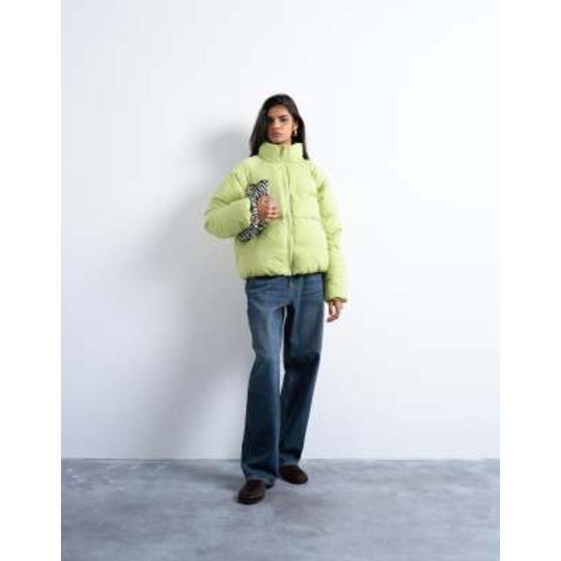 Topshop puffer bomber jacket in leaf green