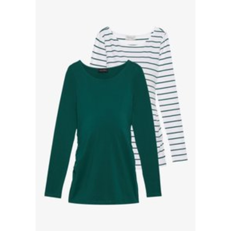 Anna Field MAMA 2 PACK  – Langarmshirt – white/dark green/wei
