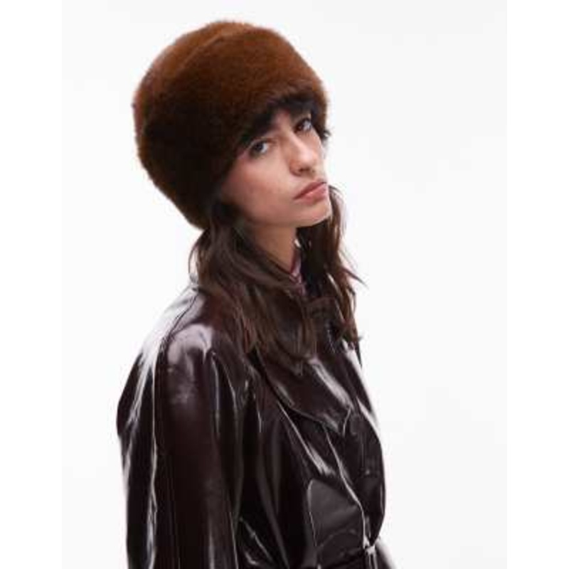 & Other Stories premium soft faux fur hat in dark brown