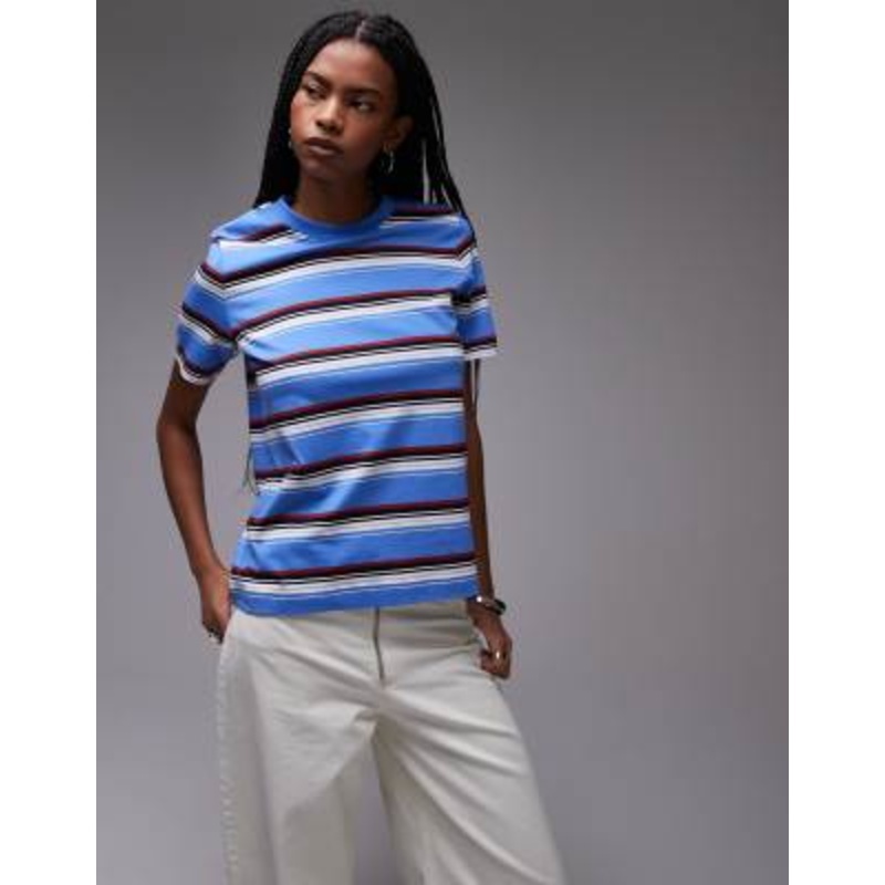 ARKET t-shirt in blue retro stripe