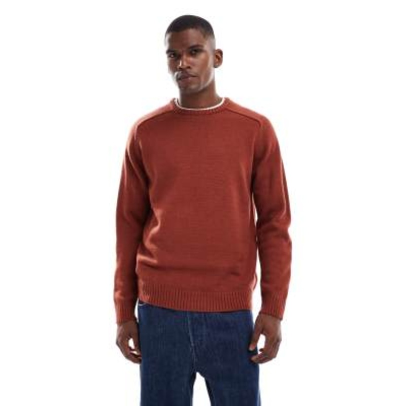 Brave Soul crew neck sweater in burnt orange