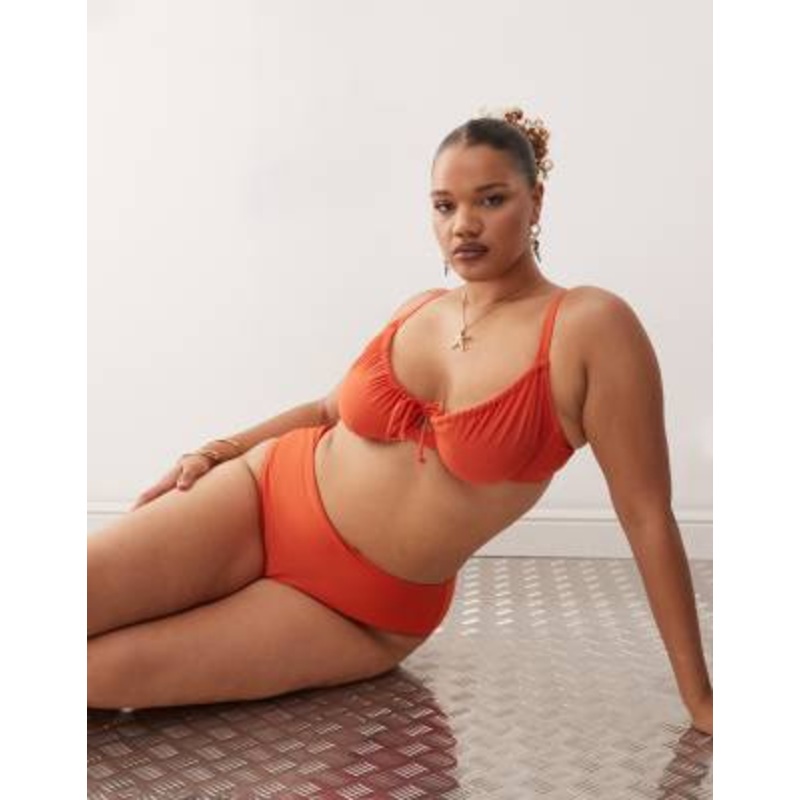COLLUSION Curve mix and match underwire bikini top and high waisted bikini bottoms set in orange