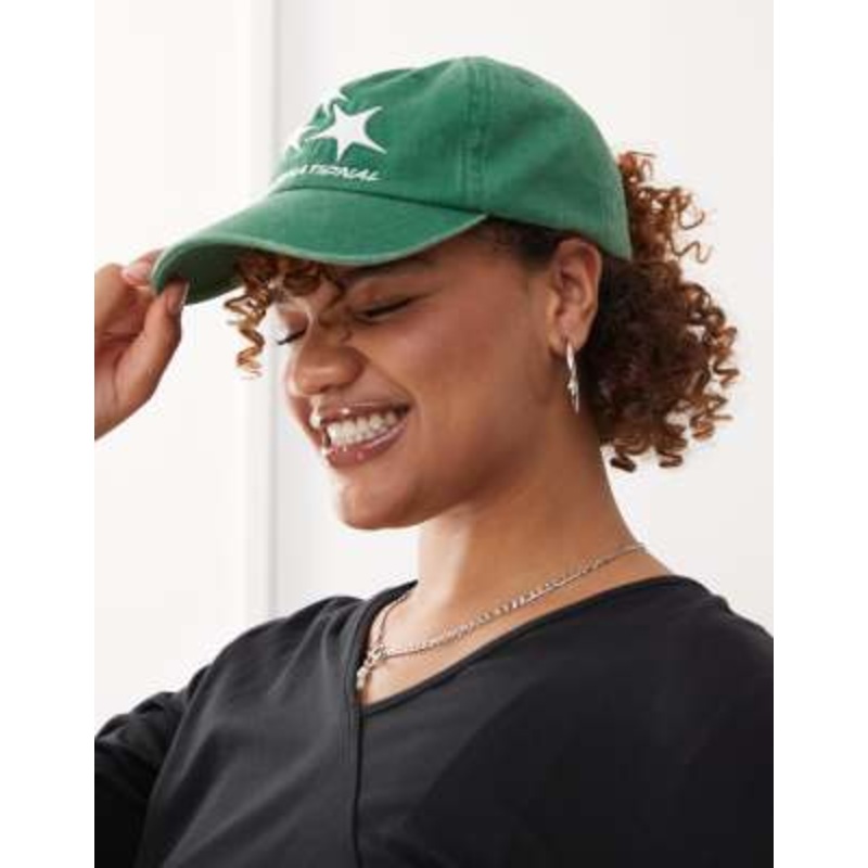 COLLUSION sporty star embroidery cap in green