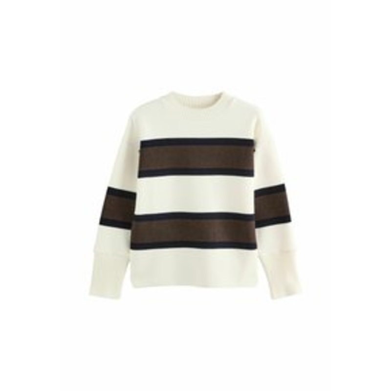 Next COMPACT COSY CREW NECK – Strickpullover – black white stripe/schwarz