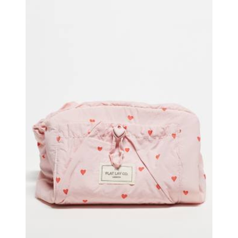 The Flat Lay Co. Drawstring Makeup Bag- Sweet Pink Hearts