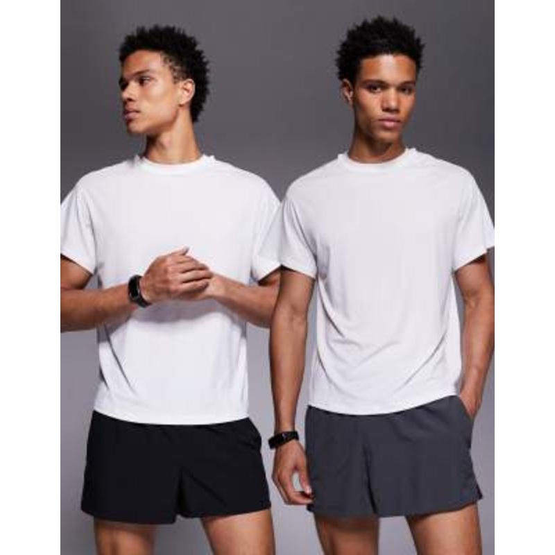 4505 Icon 3 inch quick dry running shorts with back phone pocket 2 pack in black and graphite