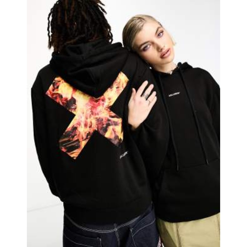 COLLUSION Unisex hoodie with flame logo print