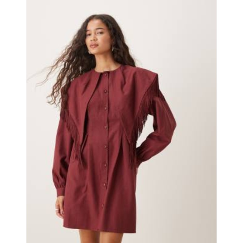 Ghospell Frankie fringed mini dress in red