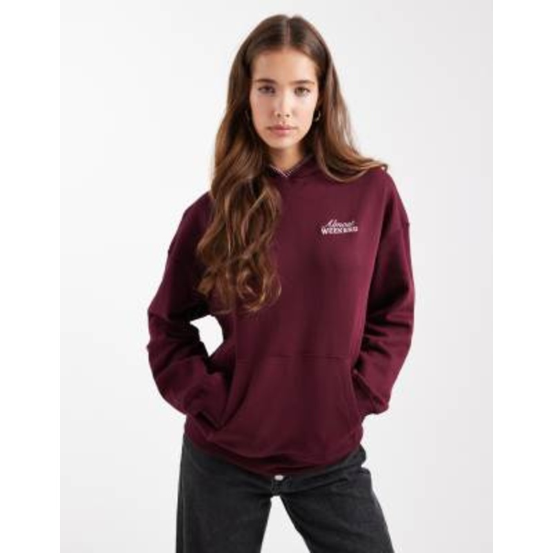 Mango Teen stitch detailing hoodie in burgundy