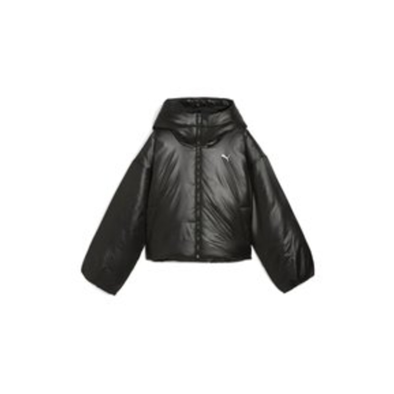 Puma WARDROBE ESS SHINY HOODED – Winterjacke – puma black/schwarz