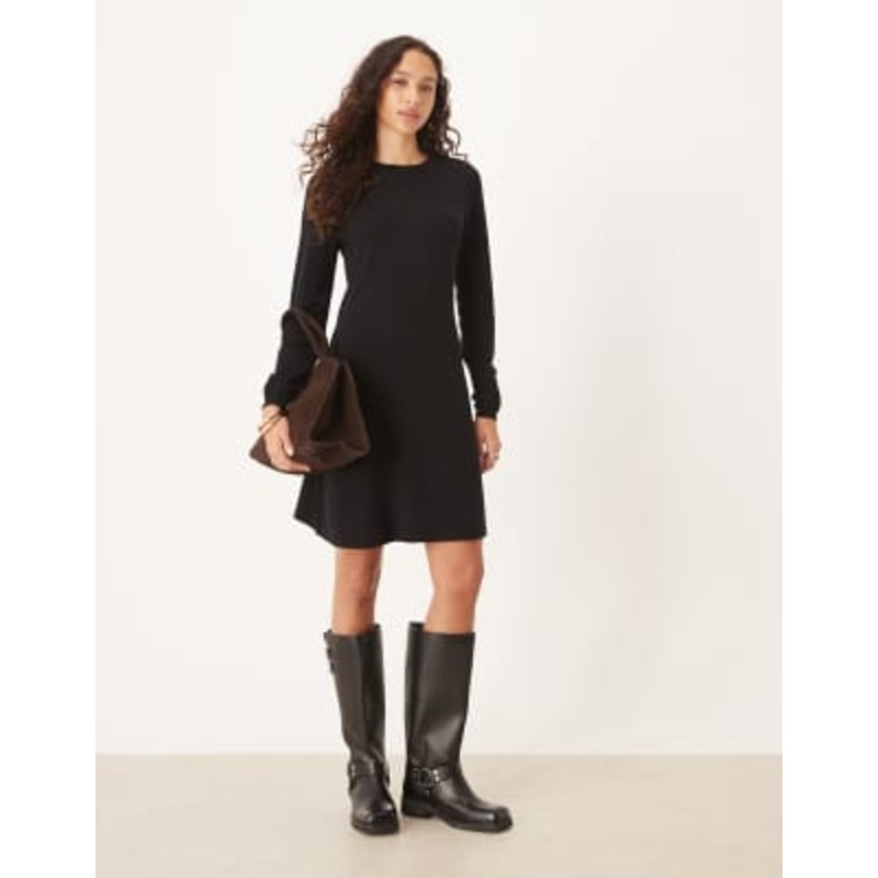 VILA knitted mini dress in black