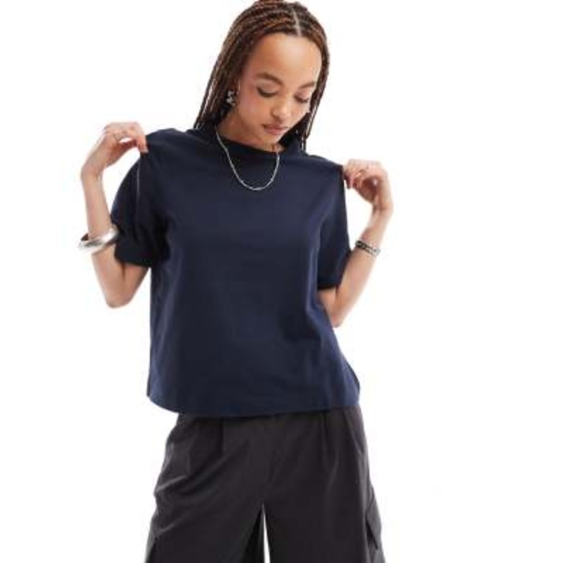 Weekday Perfect boxy fit T-shirt in dark blue
