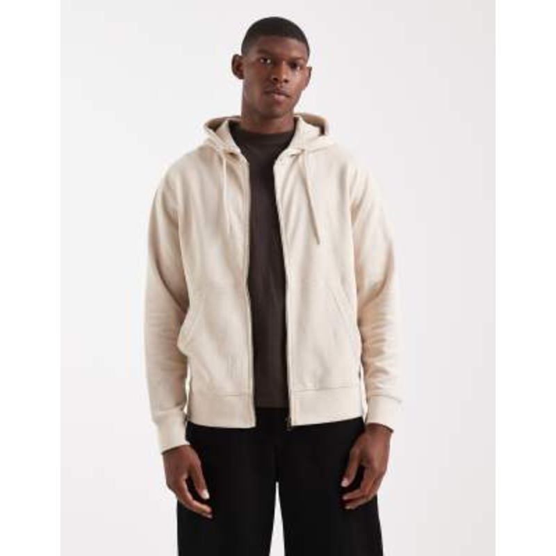 Jack & Jones super oversized zip hoodie in cream