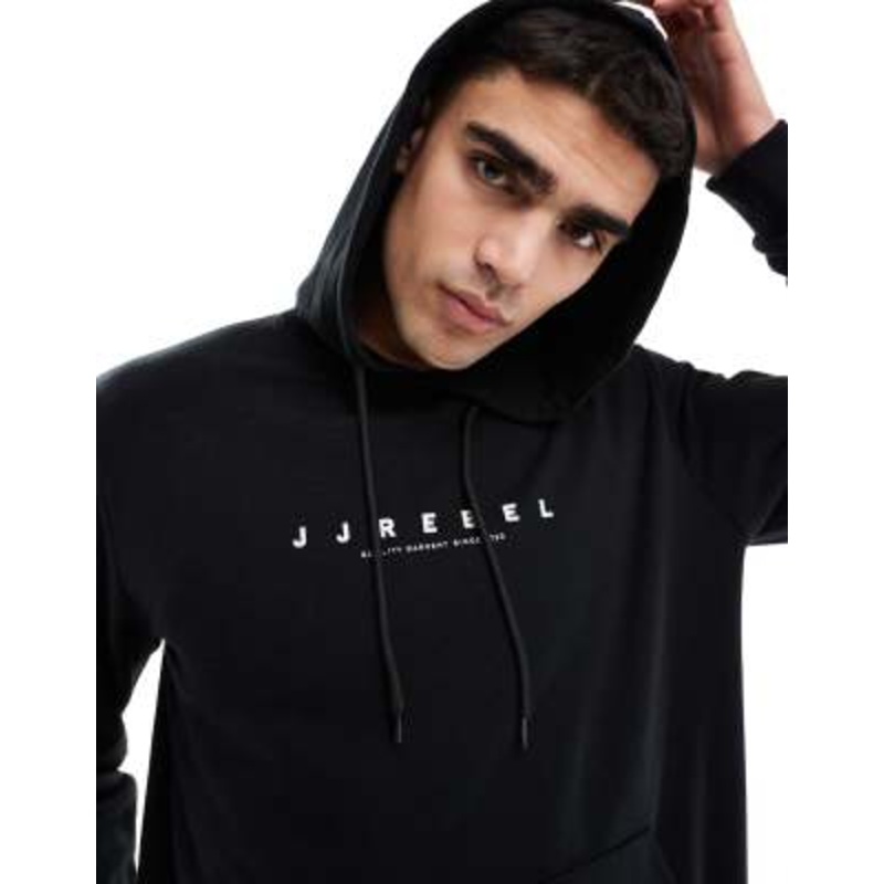 JJ Rebel oversized hoodie with chest logo in black