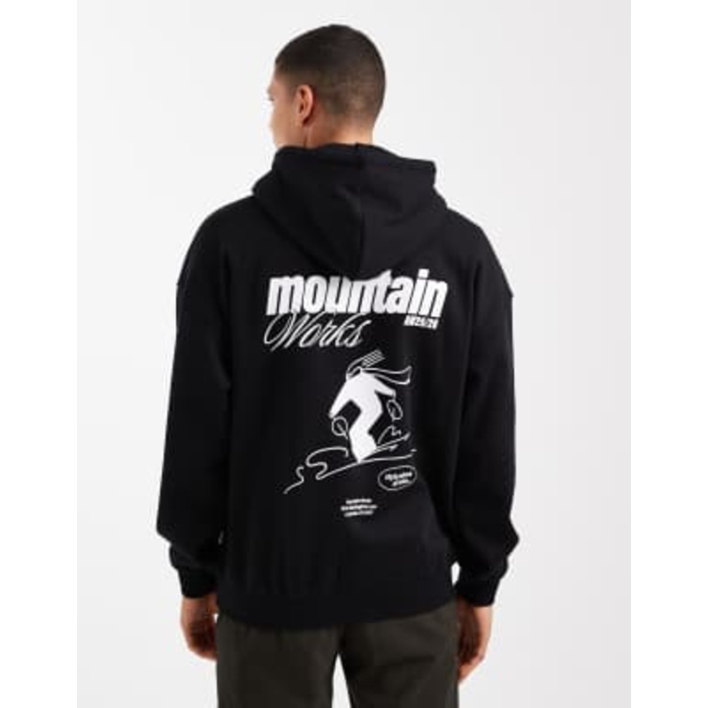 ONLY & SONS oversized fit hoodie with ski back print in black