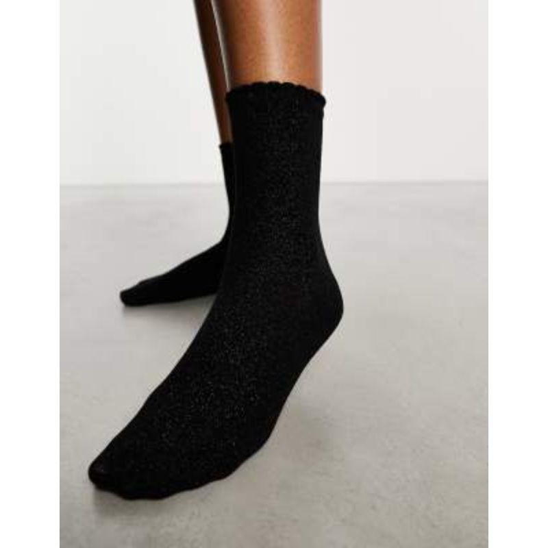 Pieces glitter socks in black