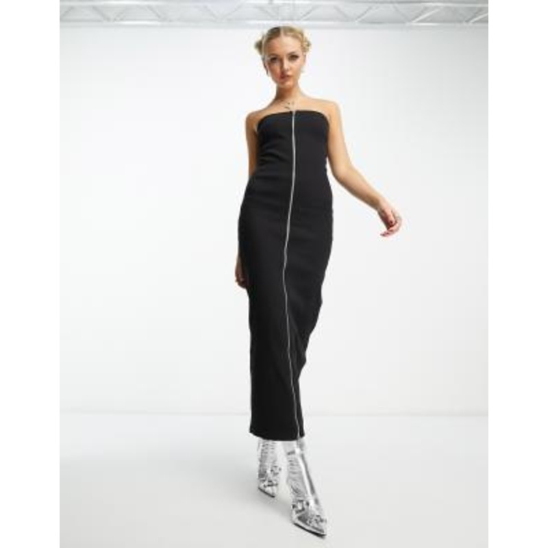 Weekday Crue zip tube dress in black