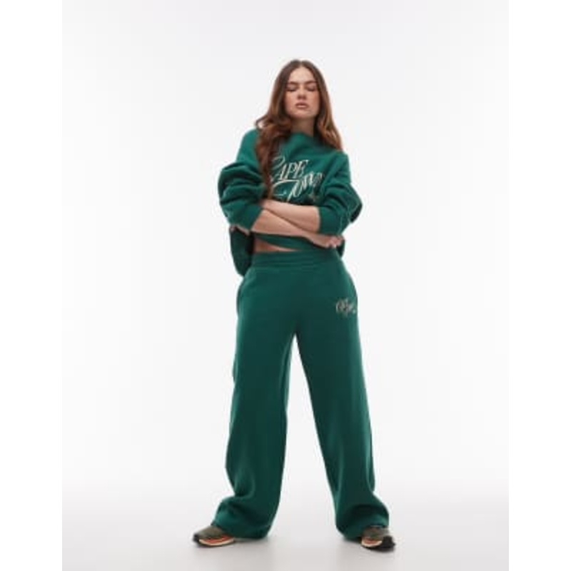 Topshop graphic cape town sweatpants in dark green – part of a set
