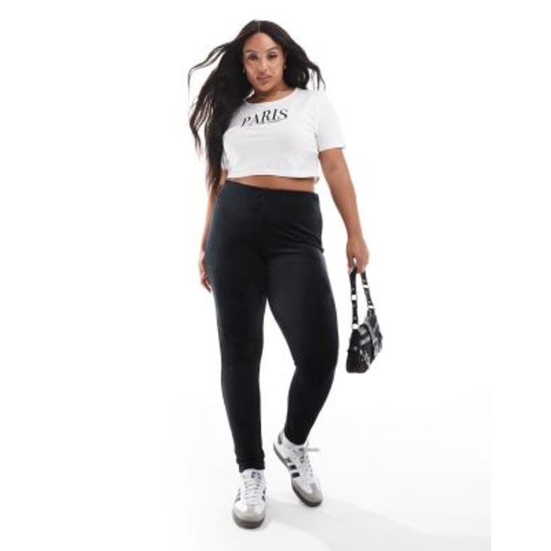 Yours velour leggings in black